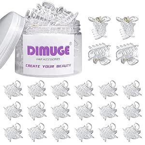 DIMUGE 22 Pcs Little Hair Clips Clear Plastic Hair Claw Clips for Girls and Women Short Hair, 1 inch Small Hair Clips for Teens and Adult Hairstyles.